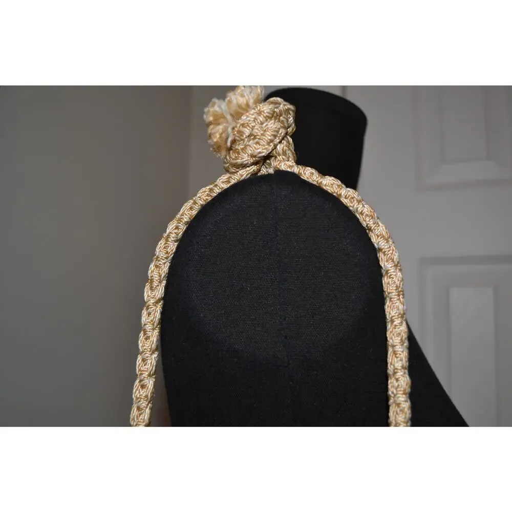 Staw Studios Crochet Cream Tan and Gold Hobo Shoulder Bag Boho - Picture 5 of 6